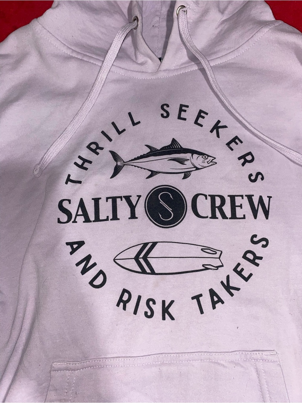 Salty Crew White Hoodie with Black Surf Graphic